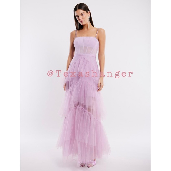 NWT BCBGMaxAzaria Oly Corset Tulle Gown Size 0 Orchid - Picture 1 of 16